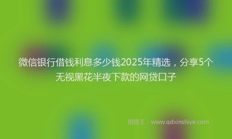 微信银行借钱利息多少钱2025年精选，分享5个无视黑花半夜下款的网贷口子