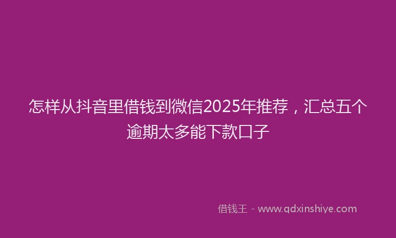 怎样从抖音里借钱到微信2025年推荐，汇总五个逾期太多能下款口子