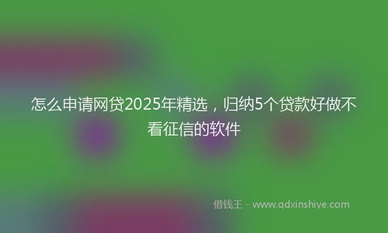 怎么申请网贷2025年精选，归纳5个贷款好做不看征信的软件