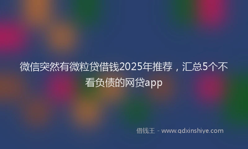 微信突然有微粒贷借钱2025年推荐，汇总5个不看负债的网贷app