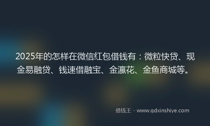2025年的怎样在微信红包借钱有：微粒快贷、现金易融贷、钱速借融宝、金瀛花、金鱼商城等。