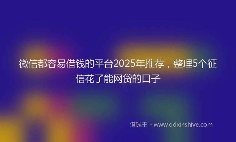 微信都容易借钱的平台2025年推荐，整理5个征信花了能网贷的口子