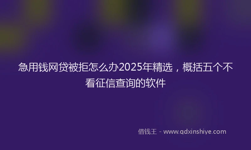 急用钱网贷被拒怎么办2025年精选，概括五个不看征信查询的软件