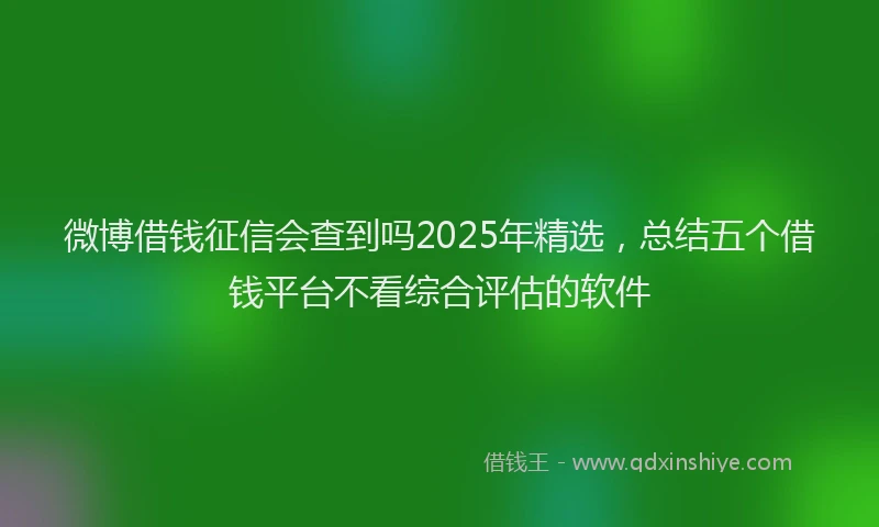 微博借钱征信会查到吗2025年精选，总结五个借钱平台不看综合评估的软件