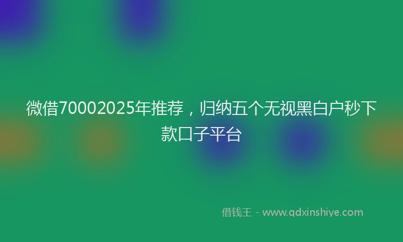 微借70002025年推荐，归纳五个无视黑白户秒下款口子平台