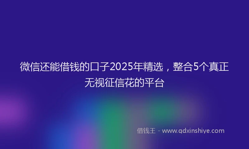 微信还能借钱的口子2025年精选，整合5个真正无视征信花的平台