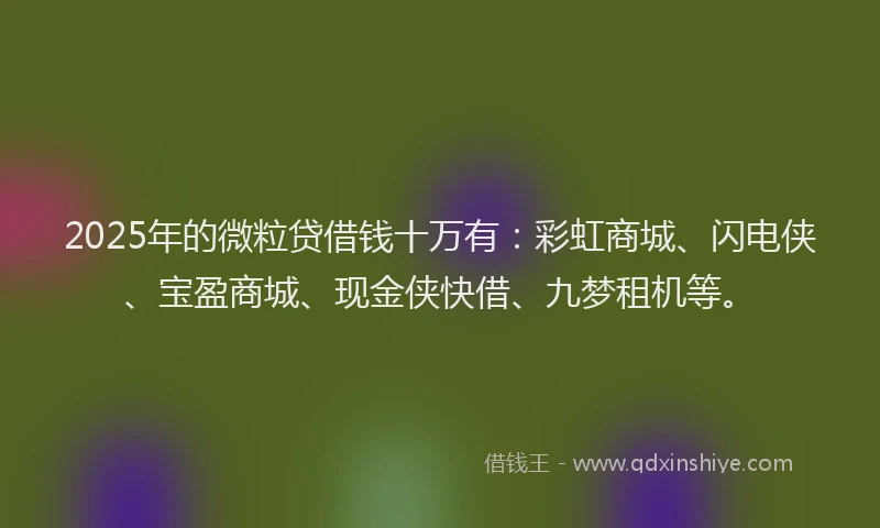 2025年的微粒贷借钱十万有：彩虹商城、闪电侠、宝盈商城、现金侠快借、九梦租机等。