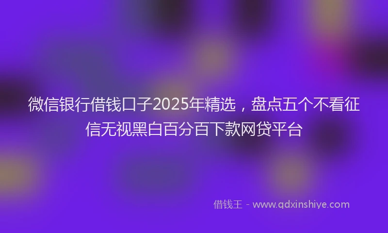微信银行借钱口子2025年精选，盘点五个不看征信无视黑白百分百下款网贷平台