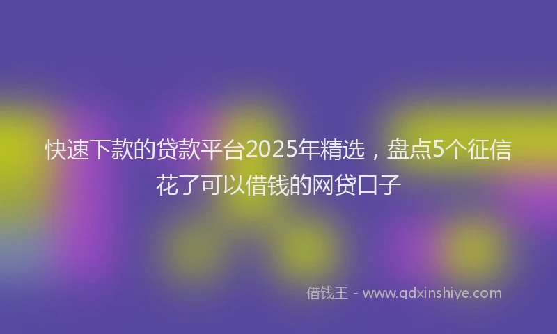 快速下款的贷款平台2025年精选，盘点5个征信花了可以借钱的网贷口子