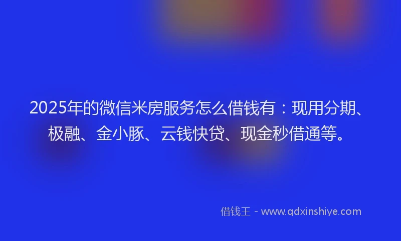 2025年的微信米房服务怎么借钱有：现用分期、极融、金小豚、云钱快贷、现金秒借通等。