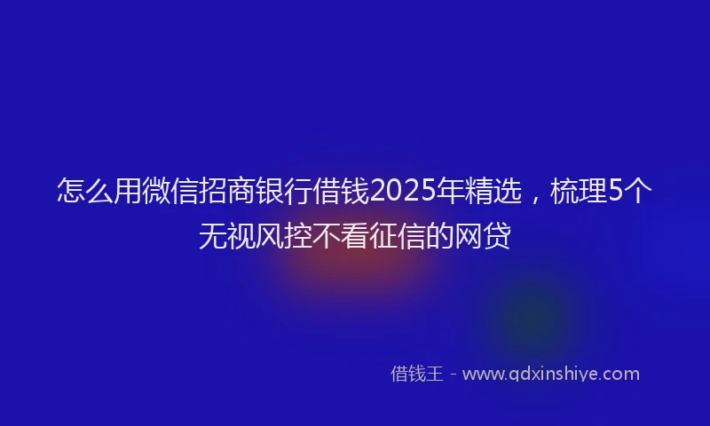怎么用微信招商银行借钱2025年精选，梳理5个无视风控不看征信的网贷