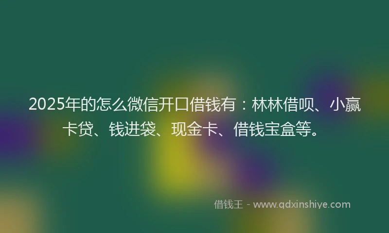 2025年的怎么微信开口借钱有：林林借呗、小赢卡贷、钱进袋、现金卡、借钱宝盒等。