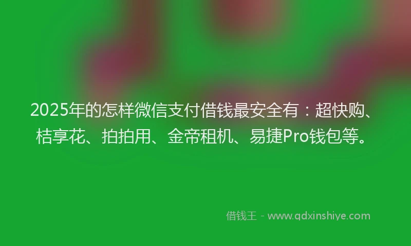 2025年的怎样微信支付借钱最安全有：超快购、桔享花、拍拍用、金帝租机、易捷Pro钱包等。