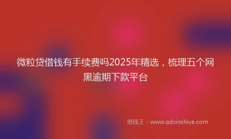 微粒贷借钱有手续费吗2025年精选，梳理五个网黑逾期下款平台