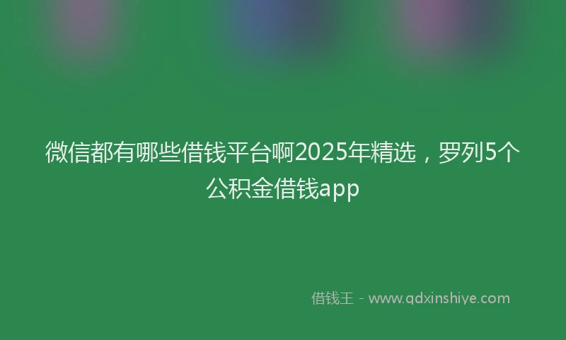 微信都有哪些借钱平台啊2025年精选，罗列5个公积金借钱app