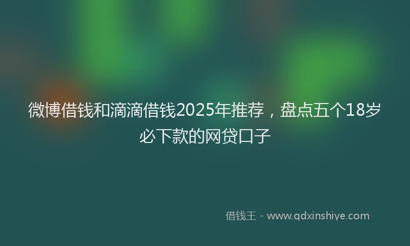 微博借钱和滴滴借钱2025年推荐，盘点五个18岁必下款的网贷口子