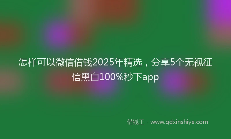 怎样可以微信借钱2025年精选，分享5个无视征信黑白100%秒下app