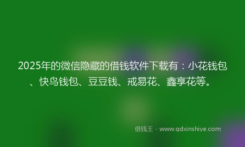 2025年的微信隐藏的借钱软件下载有：小花钱包、快鸟钱包、豆豆钱、戒易花、鑫享花等。