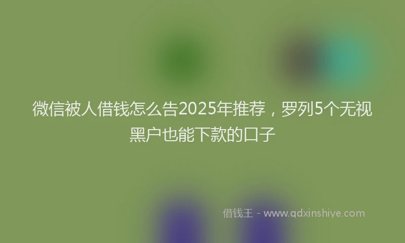 微信被人借钱怎么告2025年推荐，罗列5个无视黑户也能下款的口子