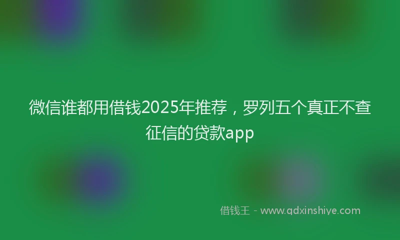 微信谁都用借钱2025年推荐，罗列五个真正不查征信的贷款app