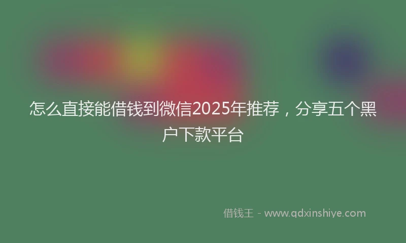 怎么直接能借钱到微信2025年推荐，分享五个黑户下款平台