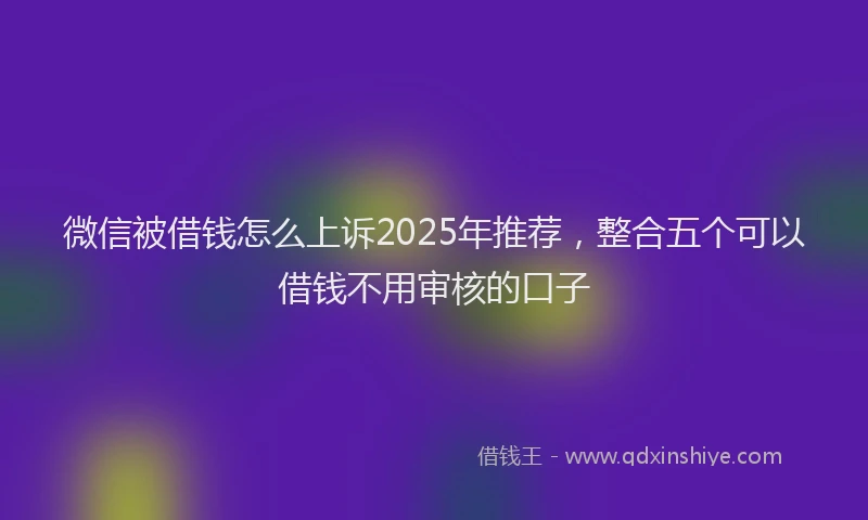 微信被借钱怎么上诉2025年推荐，整合五个可以借钱不用审核的口子