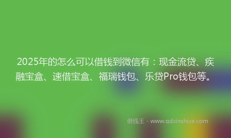 2025年的怎么可以借钱到微信有：现金流贷、疾融宝盒、速借宝盒、福瑞钱包、乐贷Pro钱包等。