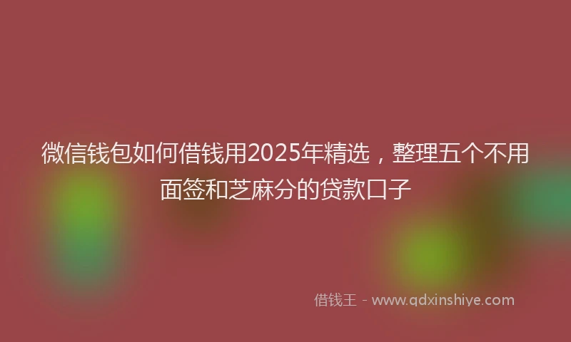 微信钱包如何借钱用2025年精选，整理五个不用面签和芝麻分的贷款口子