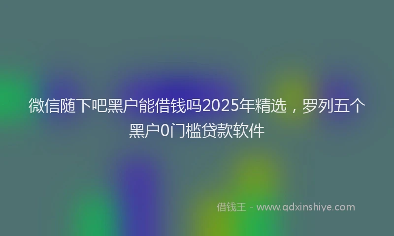 微信随下吧黑户能借钱吗2025年精选，罗列五个黑户0门槛贷款软件