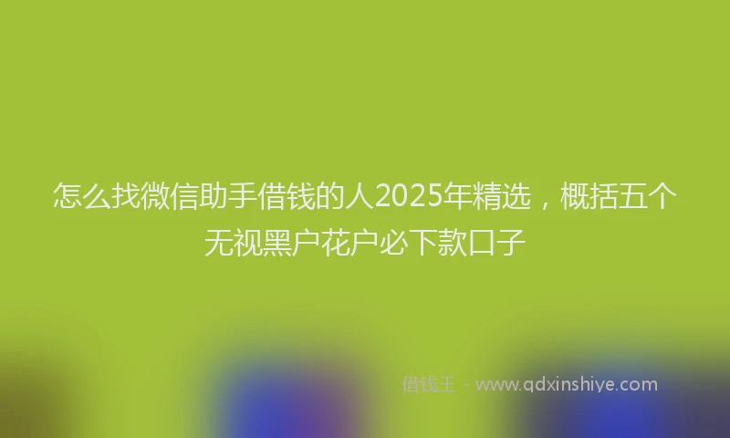 怎么找微信助手借钱的人2025年精选，概括五个无视黑户花户必下款口子