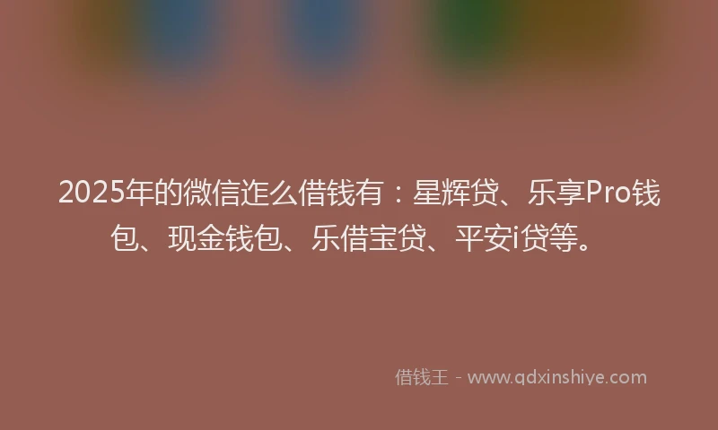 2025年的微信迮么借钱有：星辉贷、乐享Pro钱包、现金钱包、乐借宝贷、平安i贷等。