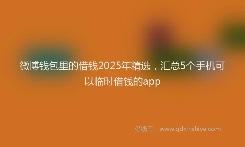 微博钱包里的借钱2025年精选，汇总5个手机可以临时借钱的app
