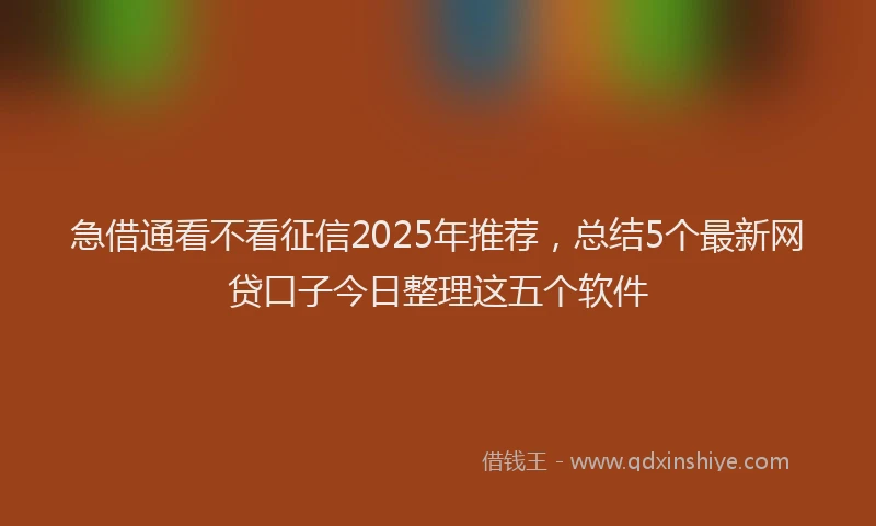 急借通看不看征信2025年推荐，总结5个最新网贷口子今日整理这五个软件