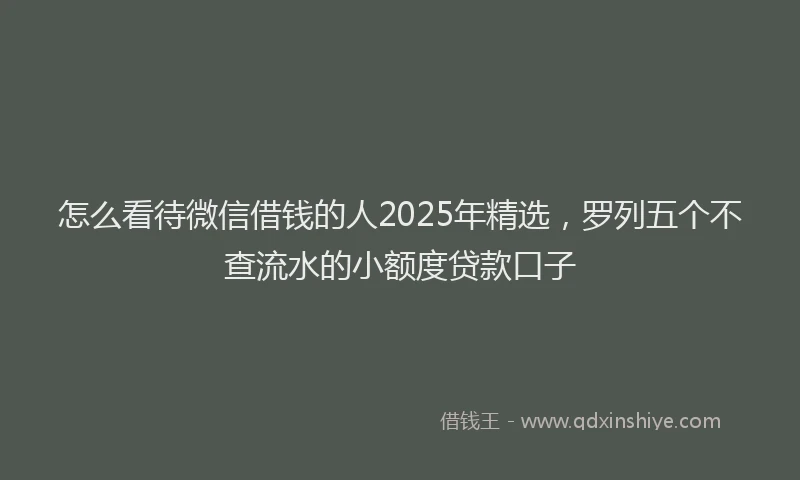 怎么看待微信借钱的人2025年精选，罗列五个不查流水的小额度贷款口子