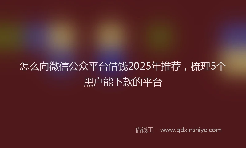 怎么向微信公众平台借钱2025年推荐，梳理5个黑户能下款的平台