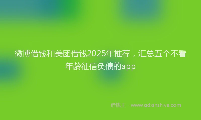 微博借钱和美团借钱2025年推荐，汇总五个不看年龄征信负债的app