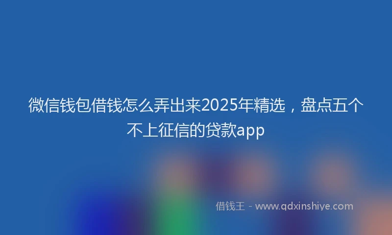 微信钱包借钱怎么弄出来2025年精选，盘点五个不上征信的贷款app