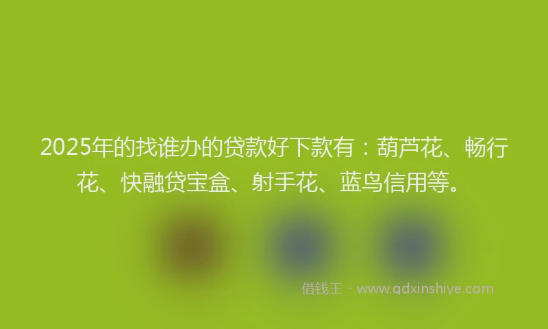 2025年的找谁办的贷款好下款有：葫芦花、畅行花、快融贷宝盒、射手花、蓝鸟信用等。