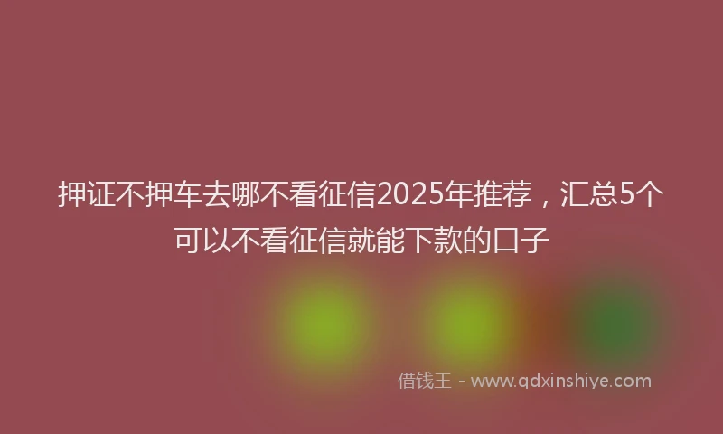 押证不押车去哪不看征信2025年推荐，汇总5个可以不看征信就能下款的口子