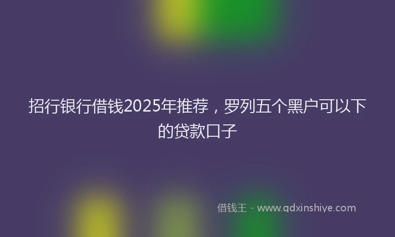 招行银行借钱2025年推荐，罗列五个黑户可以下的贷款口子