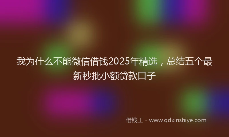 我为什么不能微信借钱2025年精选，总结五个最新秒批小额贷款口子