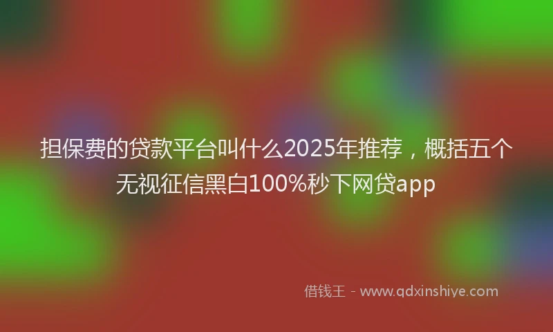 担保费的贷款平台叫什么2025年推荐，概括五个无视征信黑白100%秒下网贷app