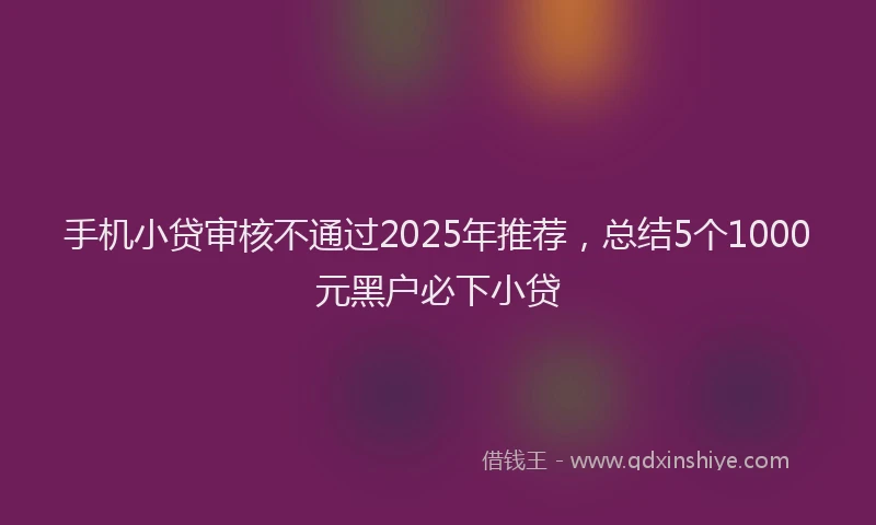 手机小贷审核不通过2025年推荐，总结5个1000元黑户必下小贷