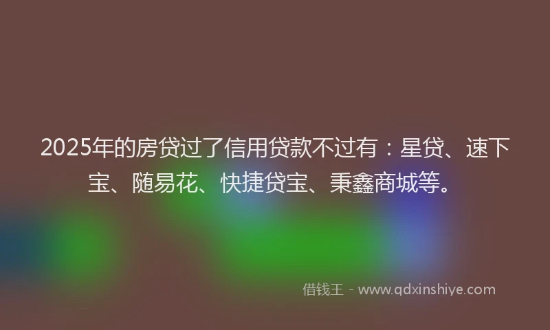 2025年的房贷过了信用贷款不过有：星贷、速下宝、随易花、快捷贷宝、秉鑫商城等。