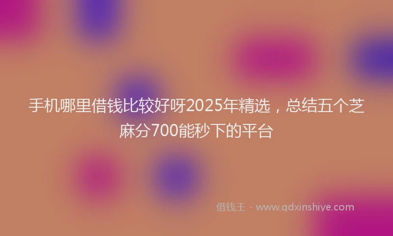 手机哪里借钱比较好呀2025年精选，总结五个芝麻分700能秒下的平台