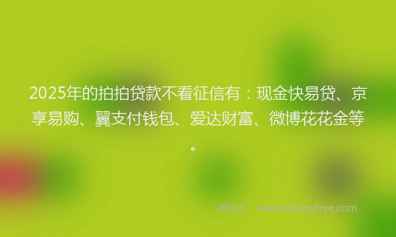 2025年的拍拍贷款不看征信有：现金快易贷、京享易购、翼支付钱包、爱达财富、微博花花金等。