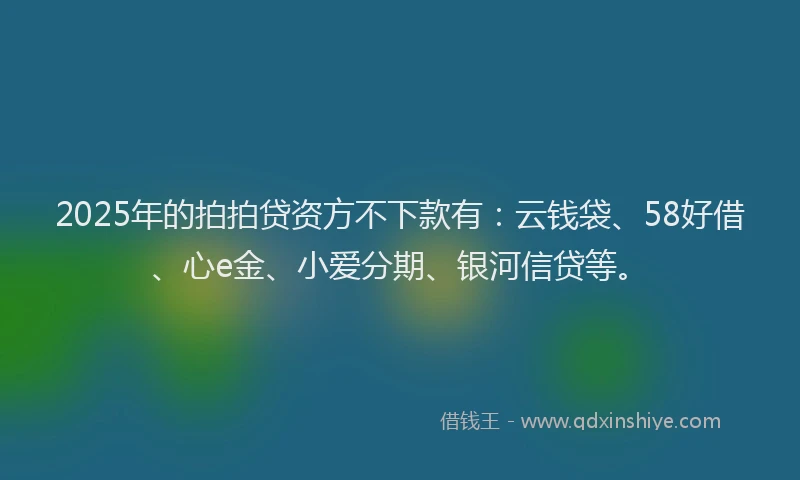 2025年的拍拍贷资方不下款有：云钱袋、58好借、心e金、小爱分期、银河信贷等。