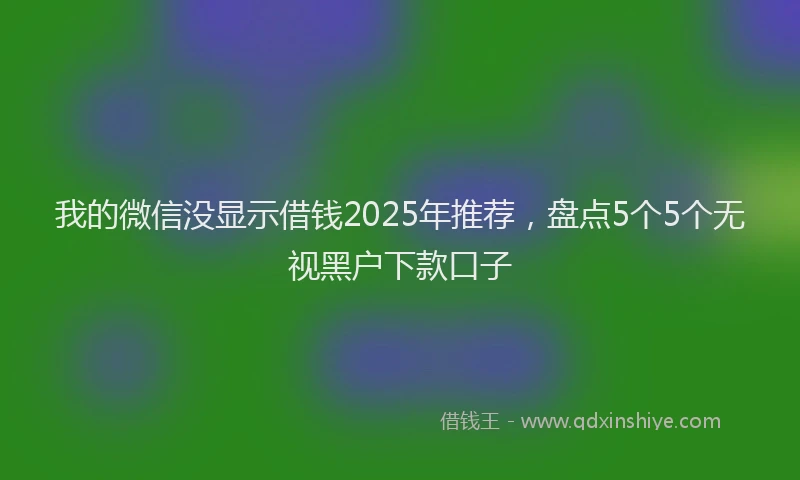 我的微信没显示借钱2025年推荐，盘点5个5个无视黑户下款口子