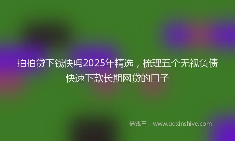 拍拍贷下钱快吗2025年精选，梳理五个无视负债快速下款长期网贷的口子