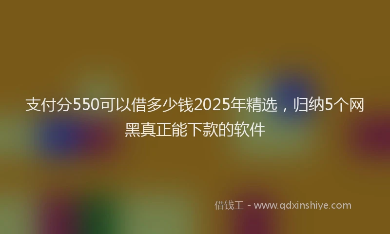 支付分550可以借多少钱2025年精选，归纳5个网黑真正能下款的软件